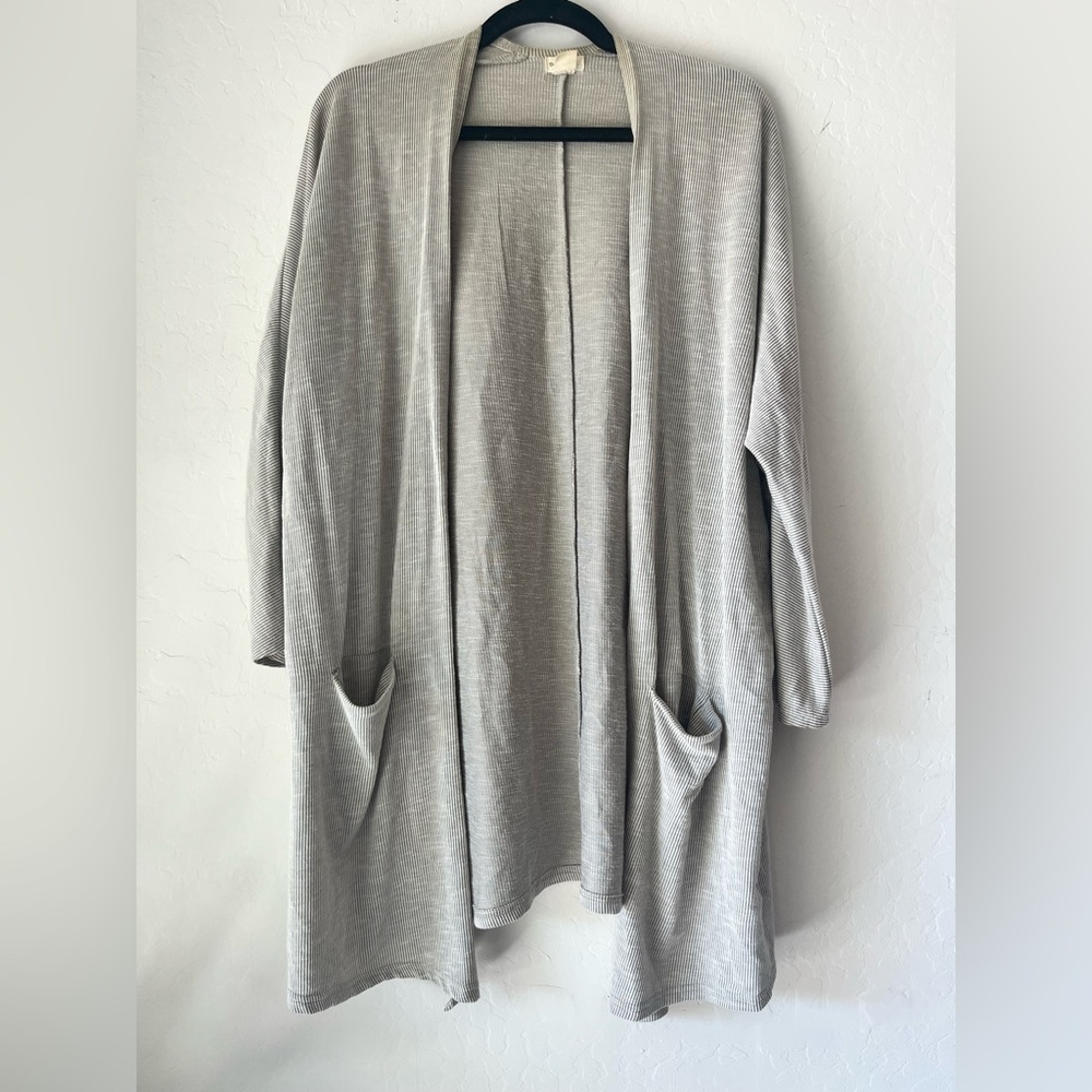 DONNI. Light Gray Open Front Cardigan
